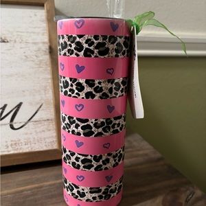 Pink and Black Leopard Print Insulated Tumbler